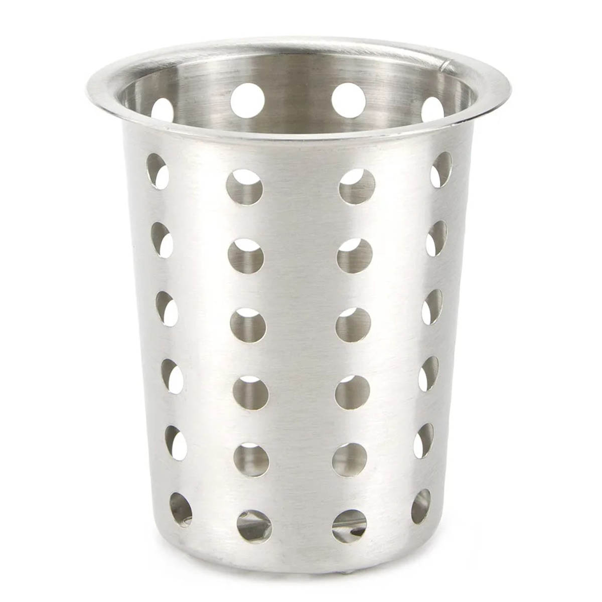 Winco FC-SS Stainless Steel Perforated Flatware Cylinder, 5-1/8"H