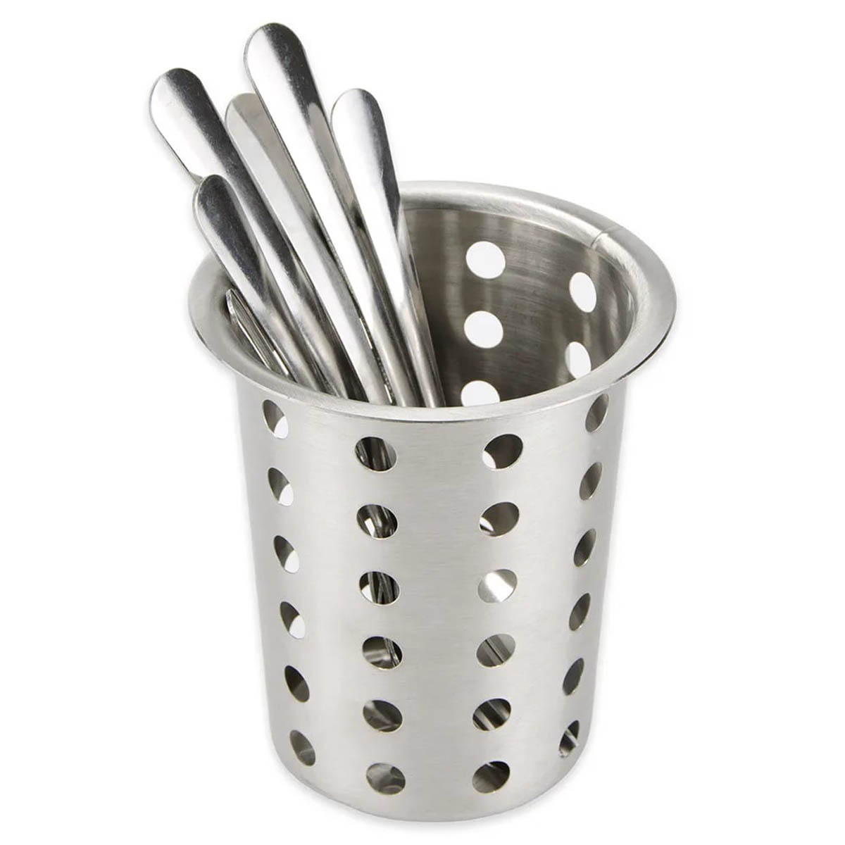 Winco FC-SS Stainless Steel Perforated Flatware Cylinder, 5-1/8"H