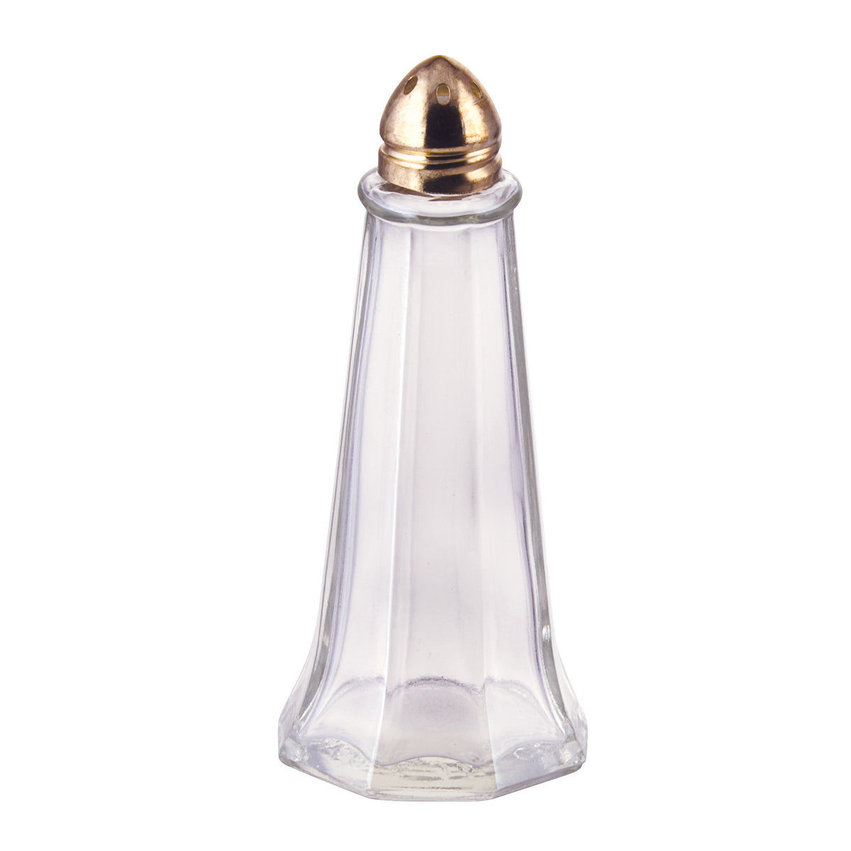 Winco G-111 Glass Salt & Pepper Shaker, 1 oz Capacity, Brass Top, Single Design, Glass Jar - 1 Dozen | 0" Wide
