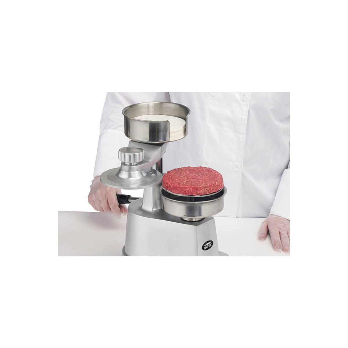 Winco HBP-3 Hamburger Press 10" Heavy-duty with 4" and 5" Plates - 1/Set | anodized aluminum