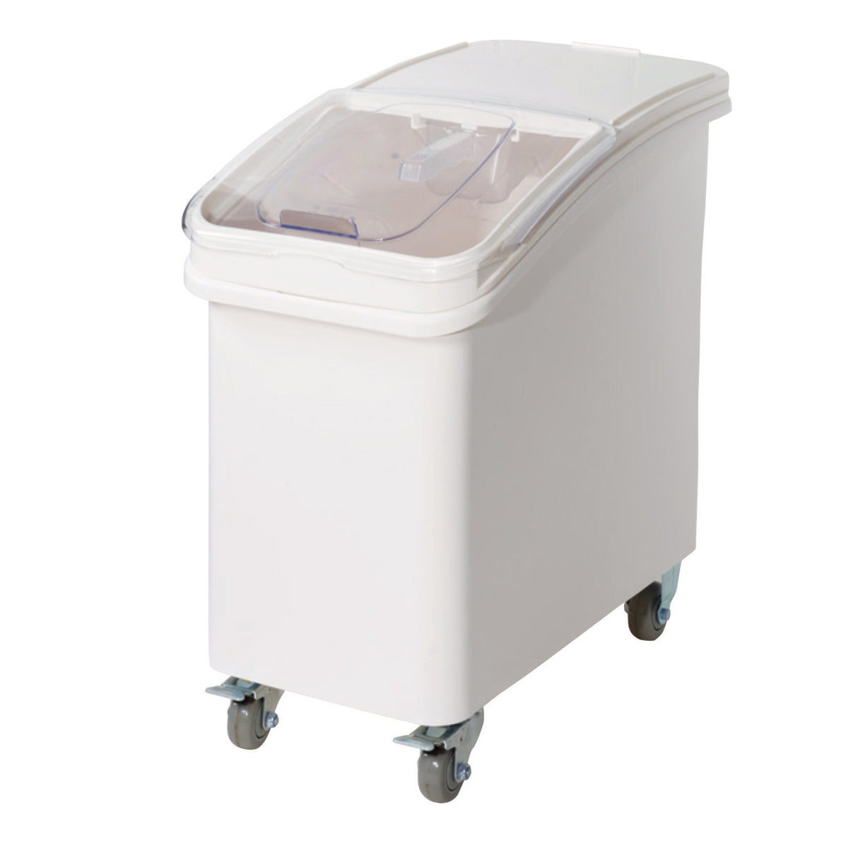 Winco IB-27 27-Gallon Dry Ingredient Mobile Bin w/ Clasp Sliding Lid, Clear Plastic Cover | 15.5" Wide