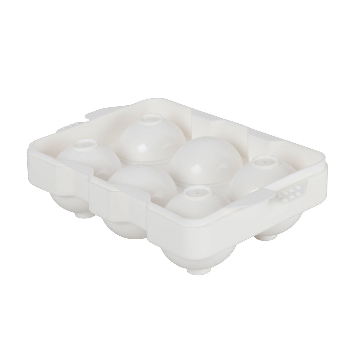 Winco ICCP-6W Ice Cube Tray, 6-Compartment, 2-Piece: Top & Bottom Trays, Makes Spherical 2" Cubes | polypropylene