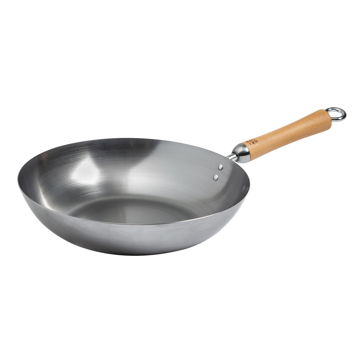 Winco J21-9979 Joyce Chen Uncoated Carbon Steel Stir Fry Pan with Birch Handle, 12"