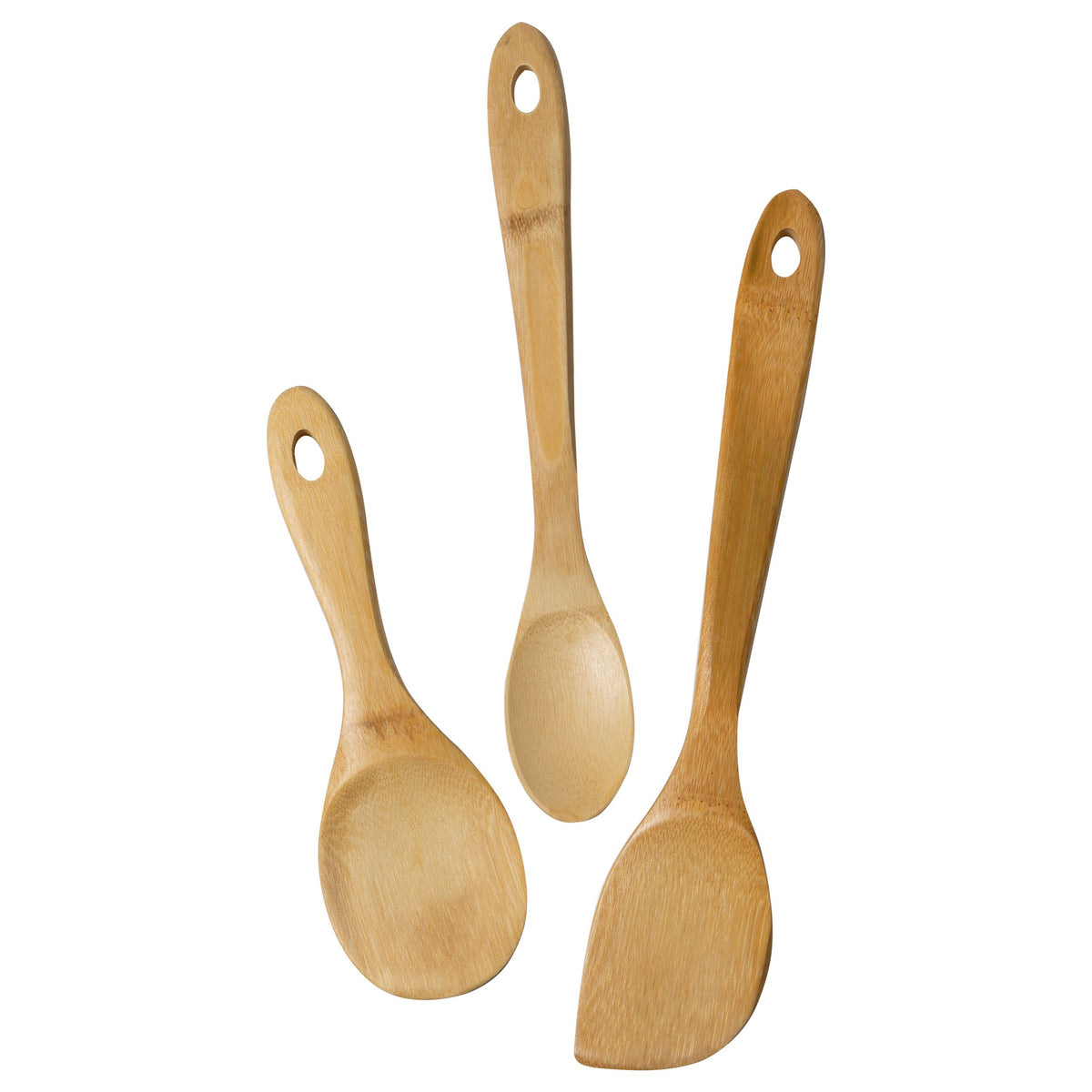 Winco J33-2018 Burnished Bamboo Wok Utensils, 3-Piece Stir-Fry Set, Natural Finish, Joyce Chen