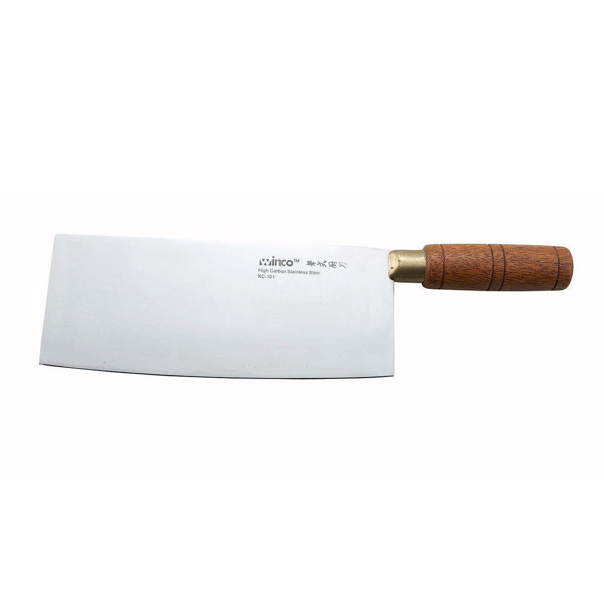 Winco KC-101 8" Stainless Steel Chinese Cleaver w/ Wooden Handle