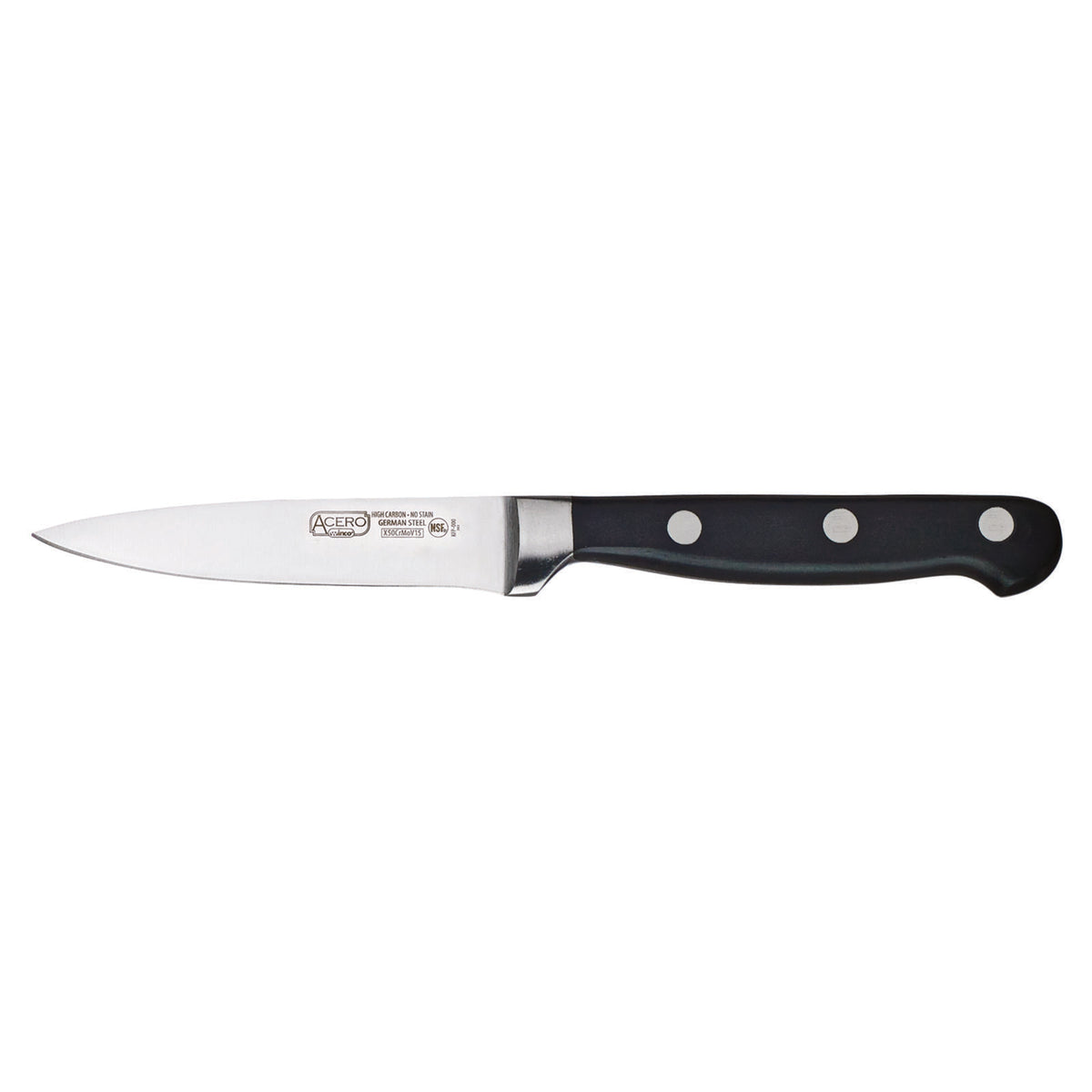 Winco KFP-35 Acero 3 1/2" Paring Knife, w/ 1 Piece Full Tang, Forged Carbon Steel