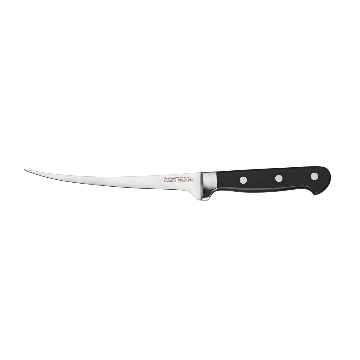 Winco KFP-74 Acero 7" Steel Fillet Knife w/ Black POM Handle
