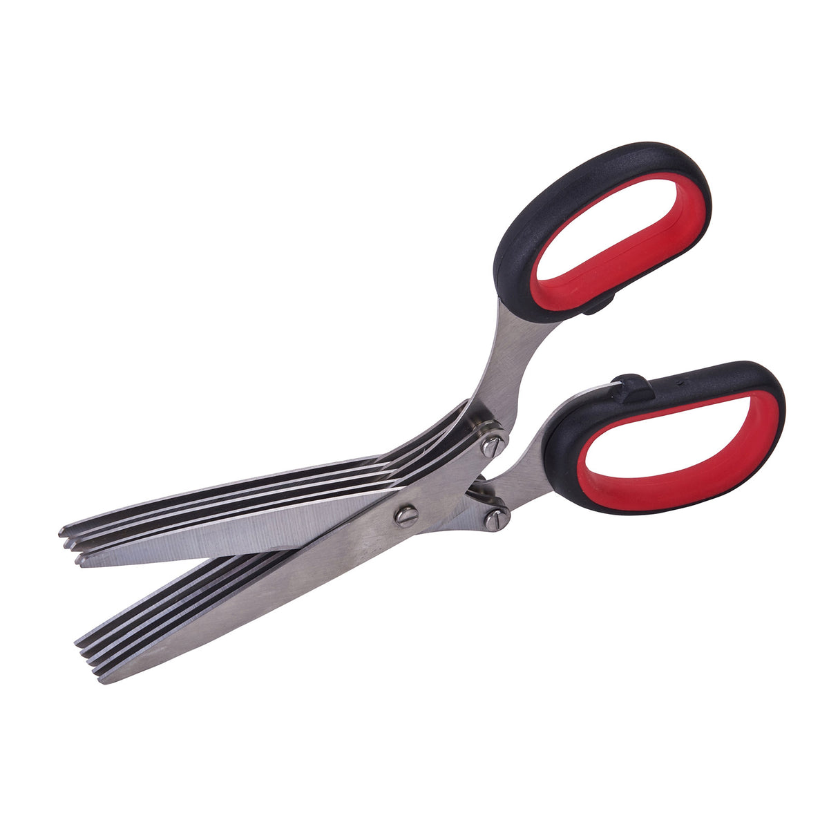 Winco KS-05 5 Blades Stainless Steel Herb Shears, Black & Red