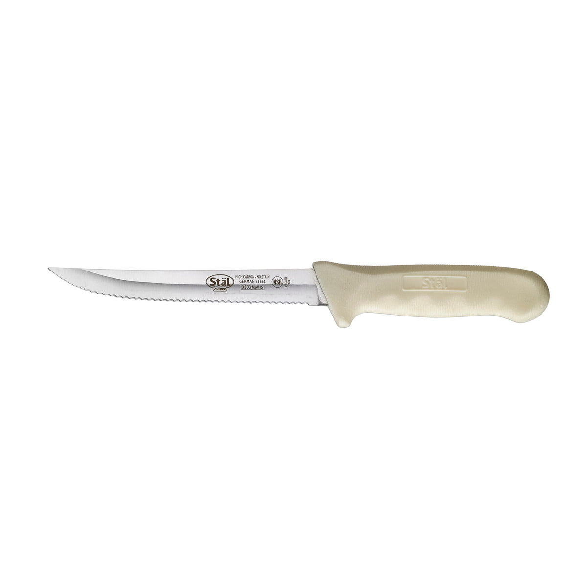 Winco KWP-50 5 1/2" High Carbon Steel Utility Knife w/ White Handle
