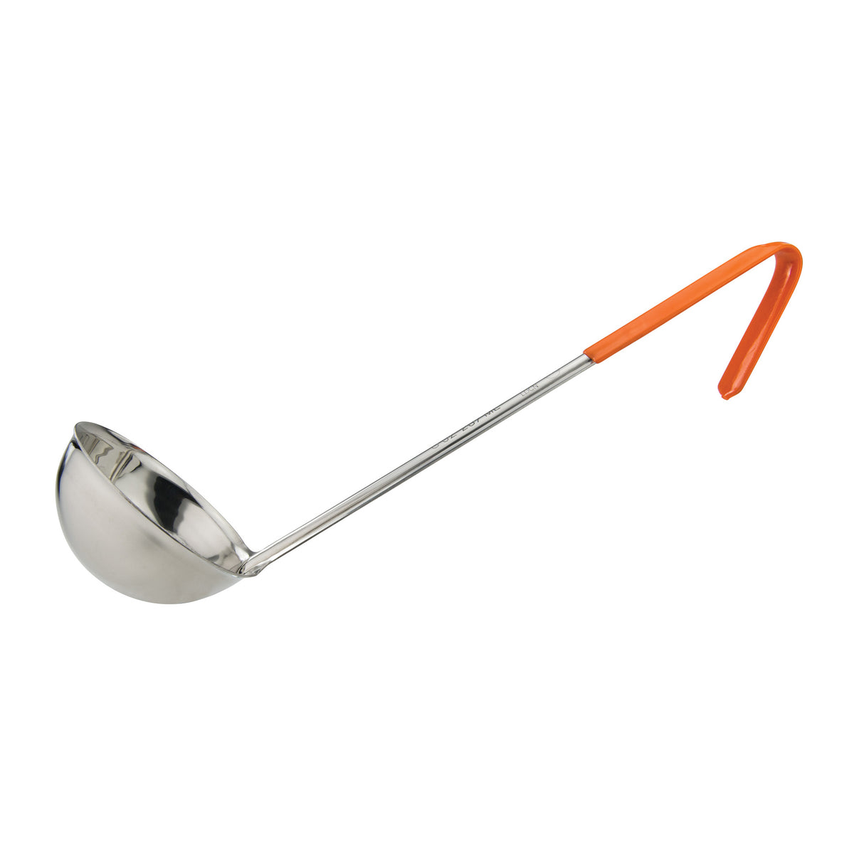 Winco LDCN-8 Stainless Steel 1 Piece 8 oz. Serving Ladle w/ Orange Handle | 6 to 8 oz