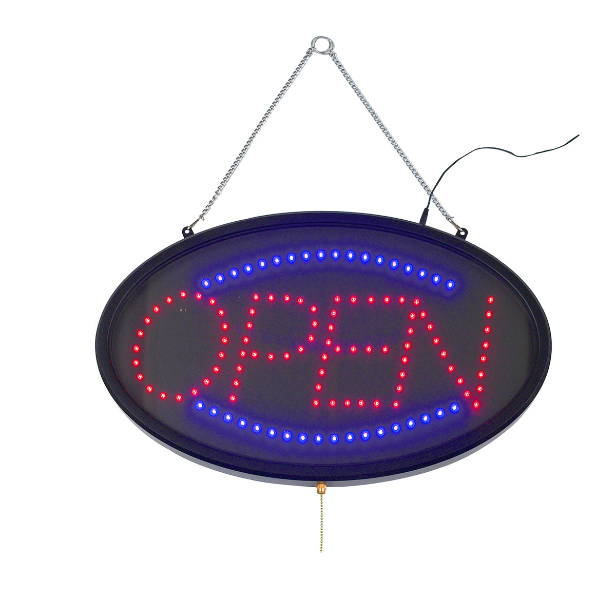 Winco LED-10 Oval LED Open Sign with Dust Cover, Includes Adapter | 22.75" Wide