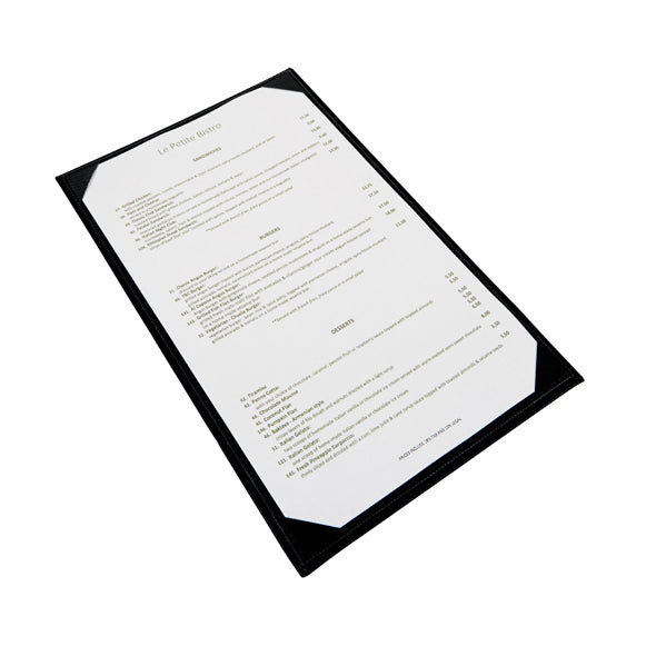 Winco LMS-814BK Menu Cover, Single, Legal Size, Holds 8-1/2" X 14" Paper | leather-like