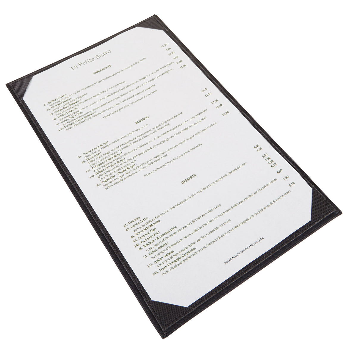 Winco LMS-814GY Menu Cover, Single, Legal Size, Holds 8-1/2" X 14" Paper | leather-like