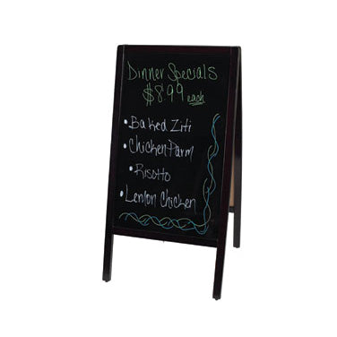 Winco MBAF-3 Dual Marker Board, 20-3/8"L x 2"W x 39"H, Mahogany Frame 4-Color Markers & Eraser - Set