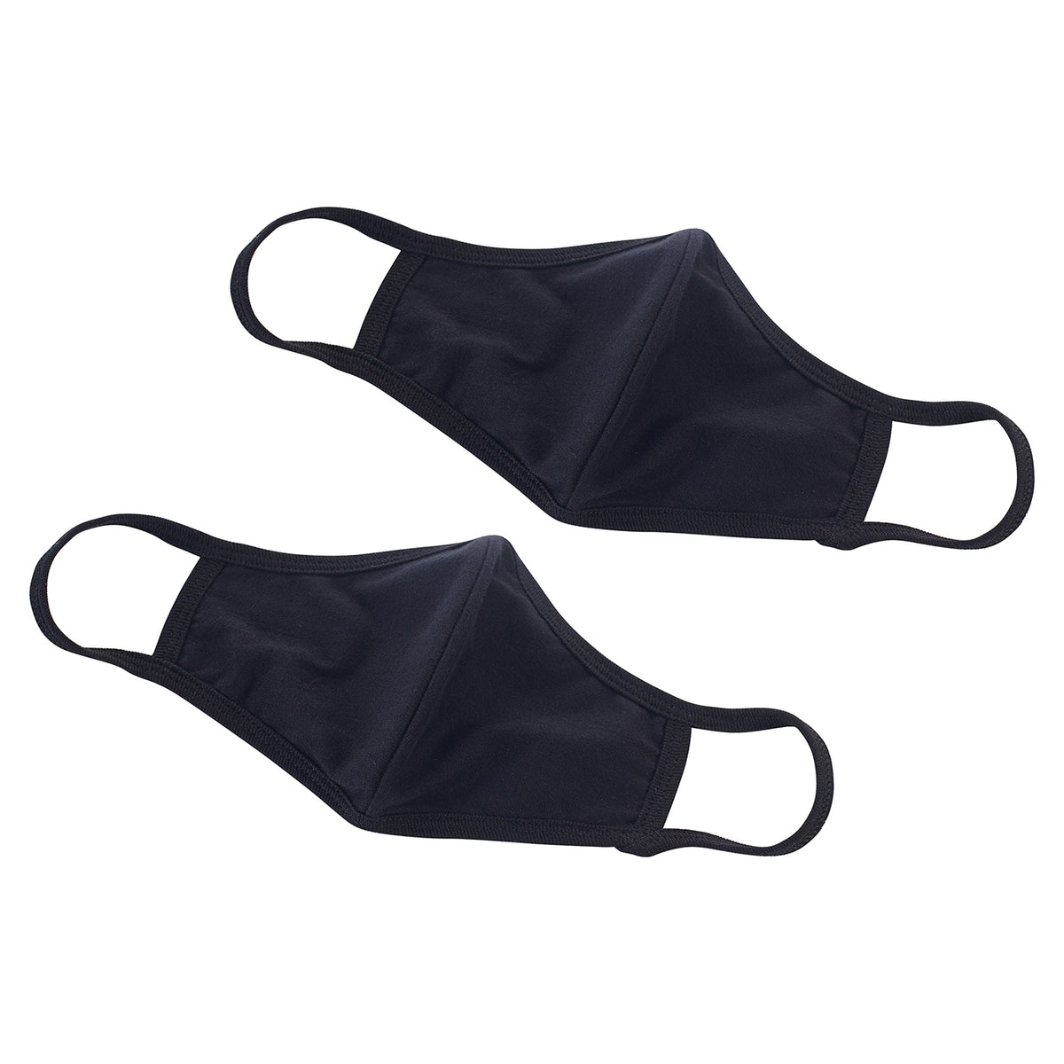 Winco MSK-1KLXL Black L/XL Face Mask, 7-1/4" x 5-1/2", 2-Ply 100% Cotton, Reusable, - 2/Pack