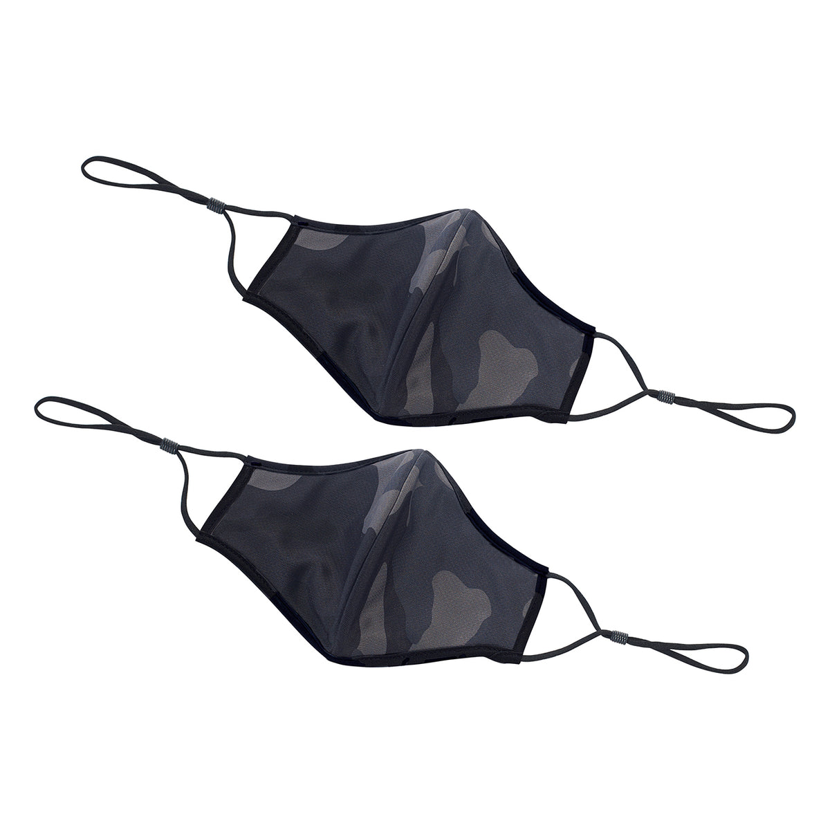 Winco MSK-3ML Face Mask, 7-1/4" x 5-1/2" Adjustable Clip, 2-Ply Cotton/Poly Blend, M/L Camo - 2/Pack