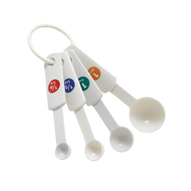 Winco MSPP-4 4-Piece Measuring Spoon Set, 1/4 tsp, 1/2 tsp, 1 tsp & 1 tbsp, plastic, white | set/various sizes