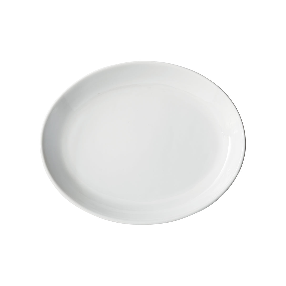 Winco OKP-105PL Brechia Oval Porcelain Platter 10.5" L x 8.25" W x 1.5" H White Coupe - 1 Dozen
