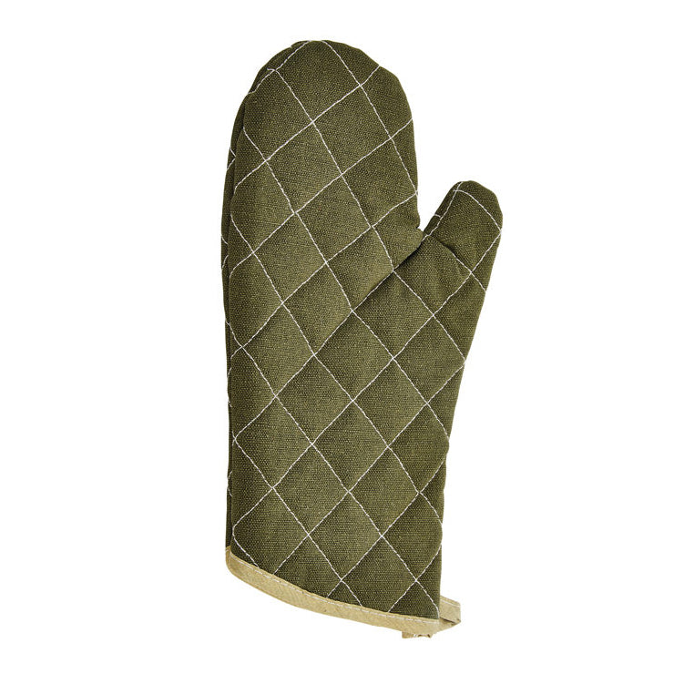 Winco OMF-13 13" Flame-Retardant Oven Mitts, Green, Cotton