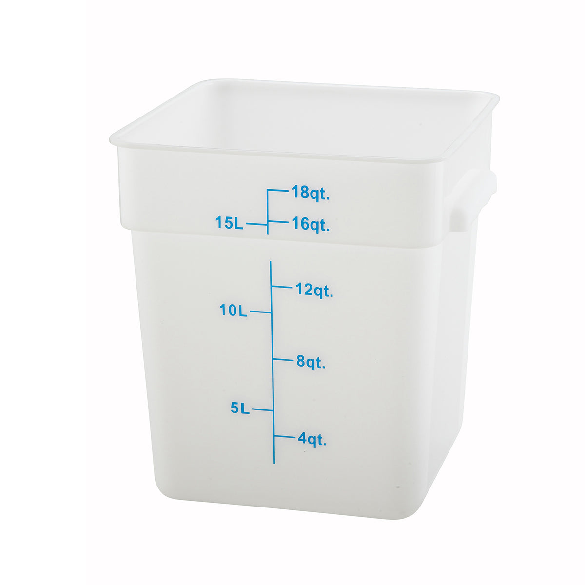 Winco PESC-18 Square 18 Qt Polypropylene Food Storage Container, White | 13 - 18 qt capacity