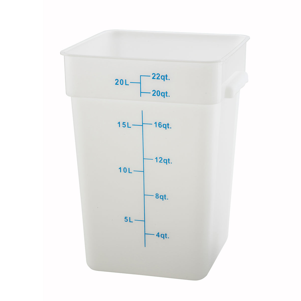 Winco PESC-22 22 qt Square Food Storage Container, Polypropylene, White | 19 - 24 qt capacity
