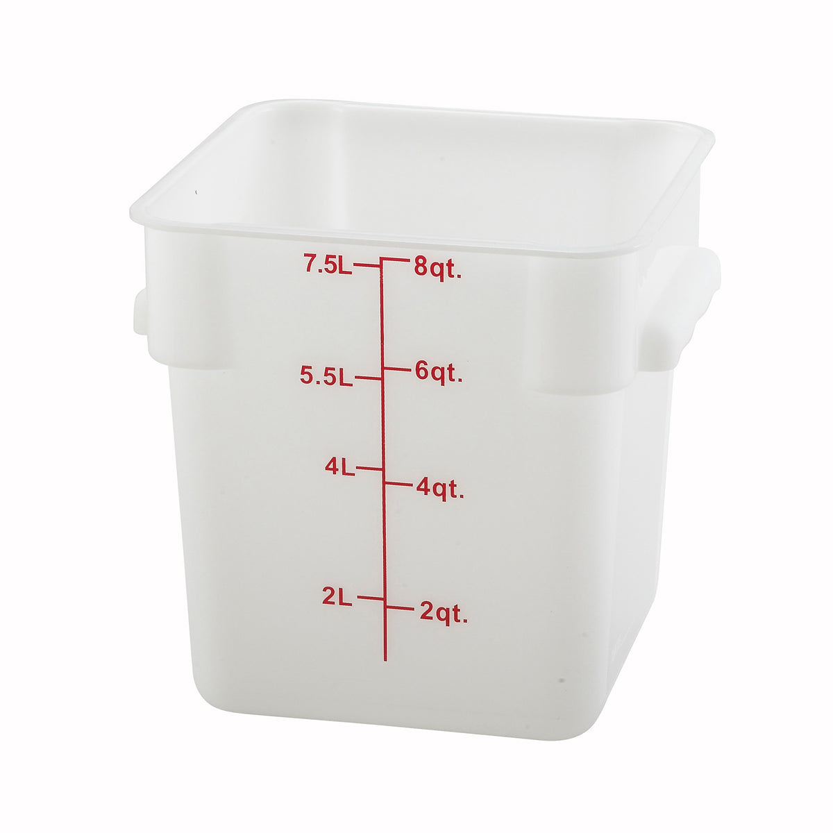 Winco PESC-8 8 qt Square White Food Storage Container, Polypropylene | 7 - 12 qt capacity