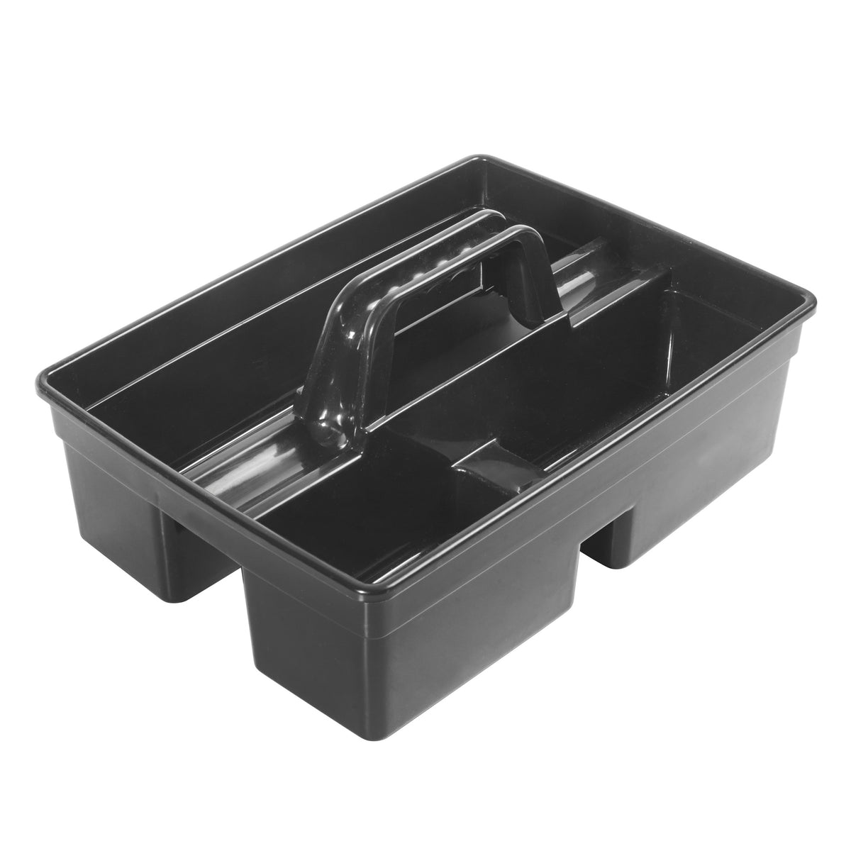 Winco PJC-1511K Winco (3) Compartments Black Plastic Janitorial Caddy - 15-1/4"W x 10-3/4"D x 6-3/4"H