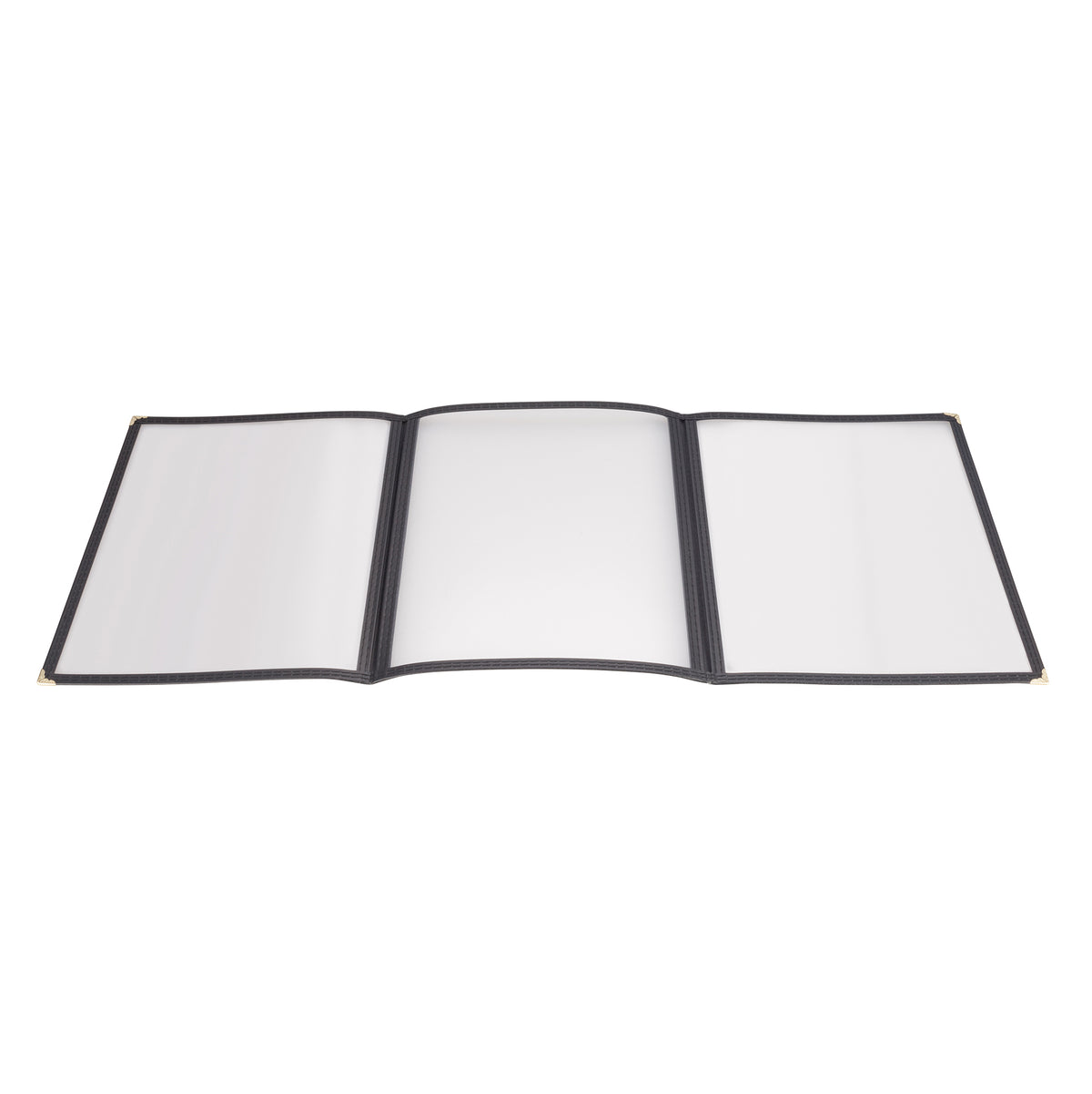 Winco PMCT-9K Menu Cover, Triple Fold, Overall 9-1/2" X 12-1/8", Holds 8-1/2" X 11" Paper | plastic