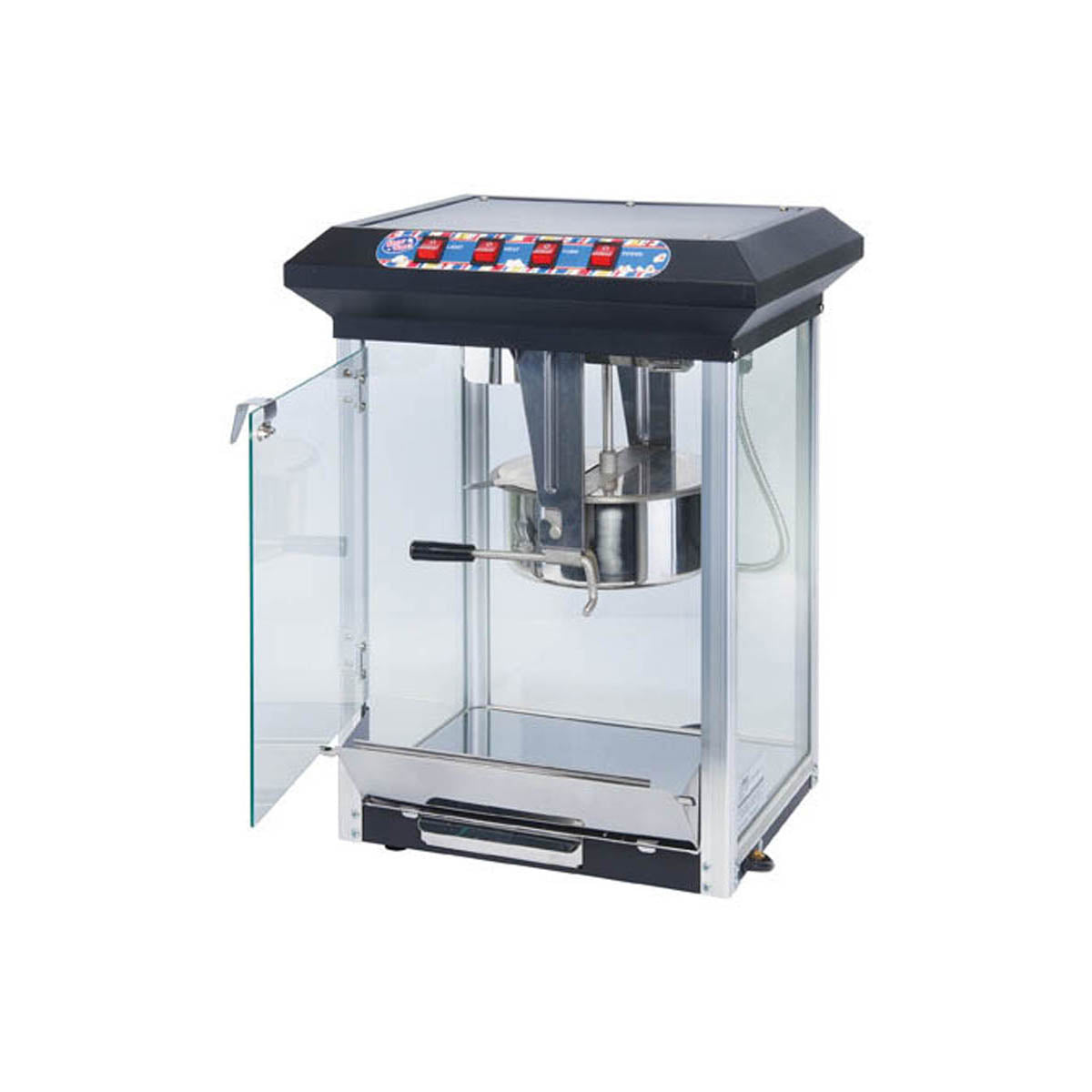 Winco POP-8B Showtime 8 oz Countertop Popcorn Machine, Black, 120V | 17.75" Wide