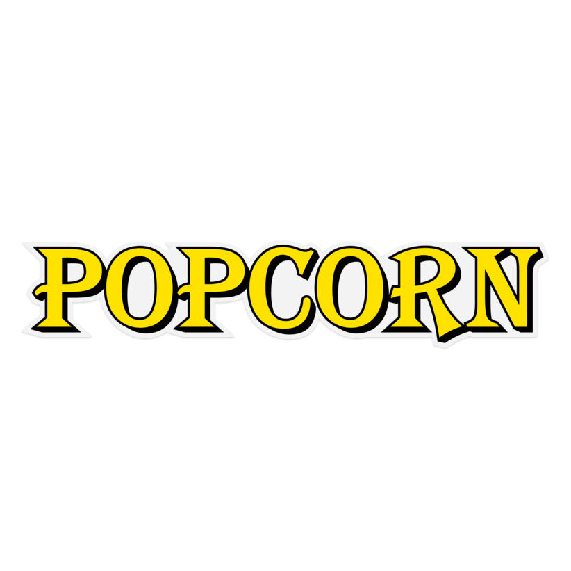 Winco POP-8RC-D Popcorn Decal, Gold Font on White Background, Signage for Commercial Concession Carts | 0" Wide