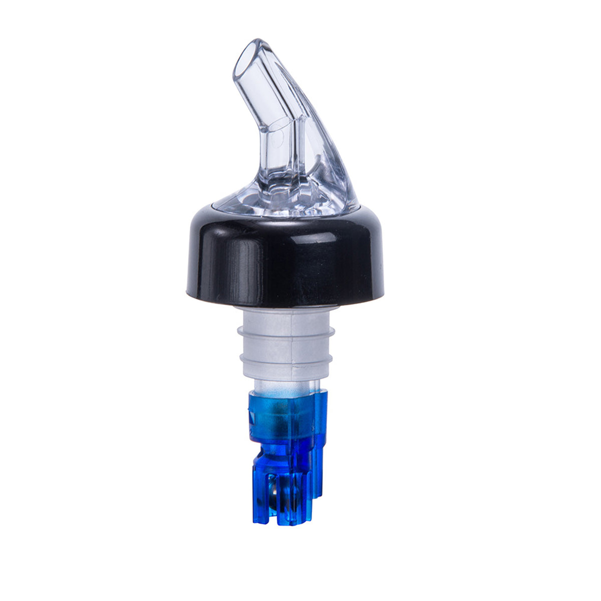 Winco PPA-087 Liquor Pourer, 7/8 oz, Plastic with Bearings, Black Collar/Blue Tail, Spout - 1 Dozen