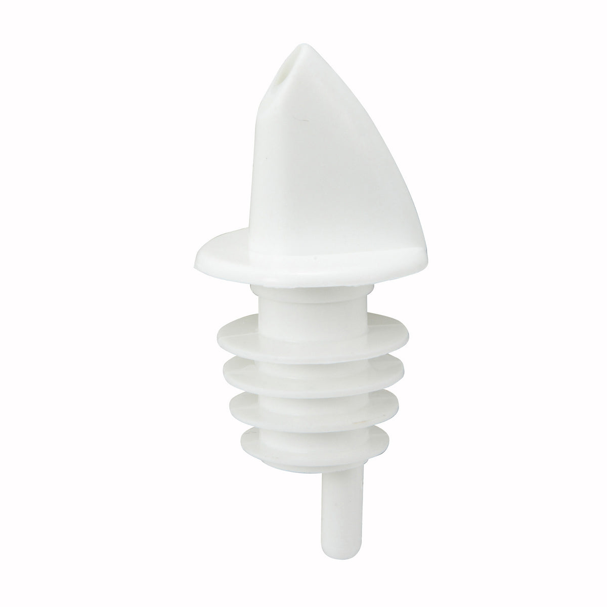 Winco PPR-2W White Plastic Free Flow Liquor Pourer, No Collar, White Spout - 1 Dozen | 0" Wide