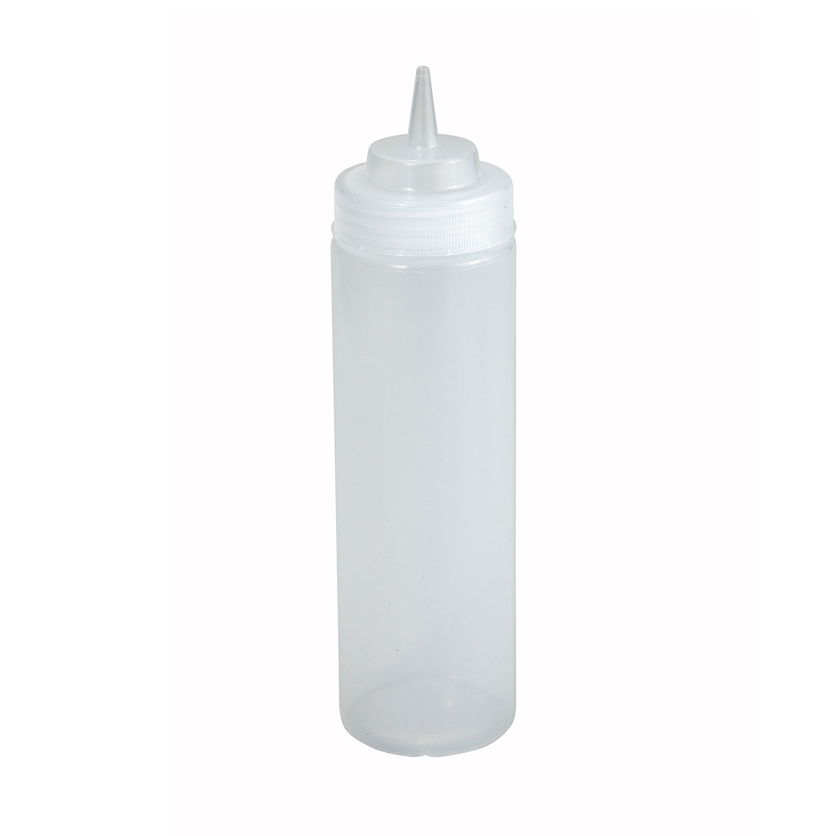 Winco PSW-24 Squeeze Bottle, 24 oz Clear BPA-Free Plastic, Wide Mouth, Single Tip, NSF - 6/Pack | 0" Wide