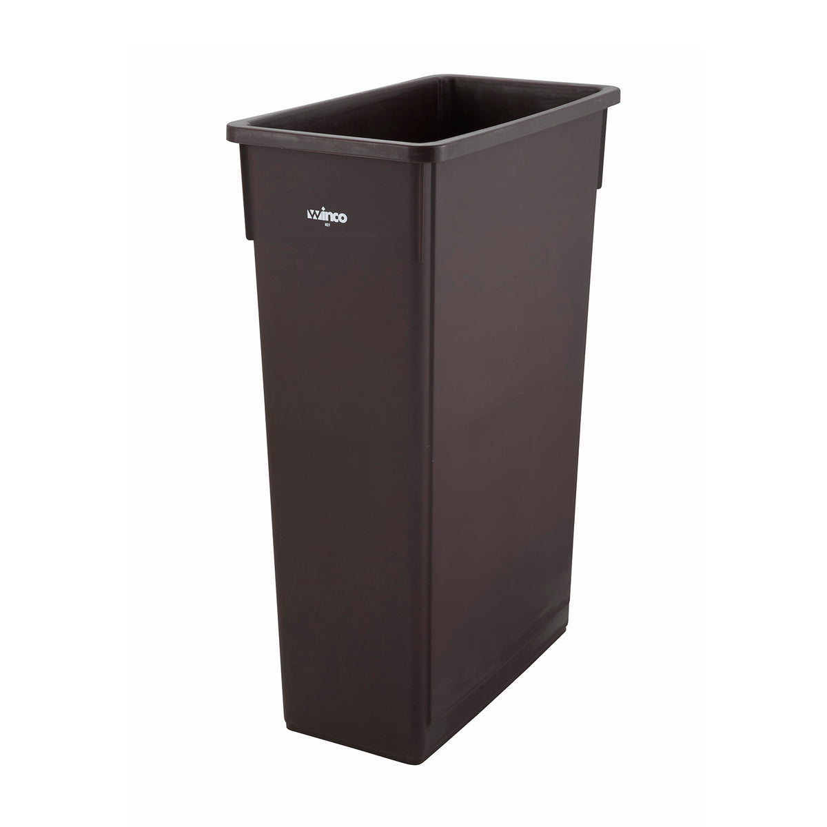 Winco PTC-23B Slender Trash Can, 23 Gallon (20-1/8"L x 10-7/8"W x 29-7/8"H), HDPE Plastic, Brown | 20 - 29 gallon