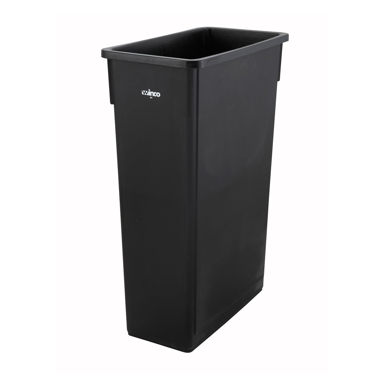 Winco PTC-23K Slender Rectangular Trash Can, 23 Gallon (20"L x 10-7/8"W x 29-7/8"H), Black HDPE | 20 - 29 gallon