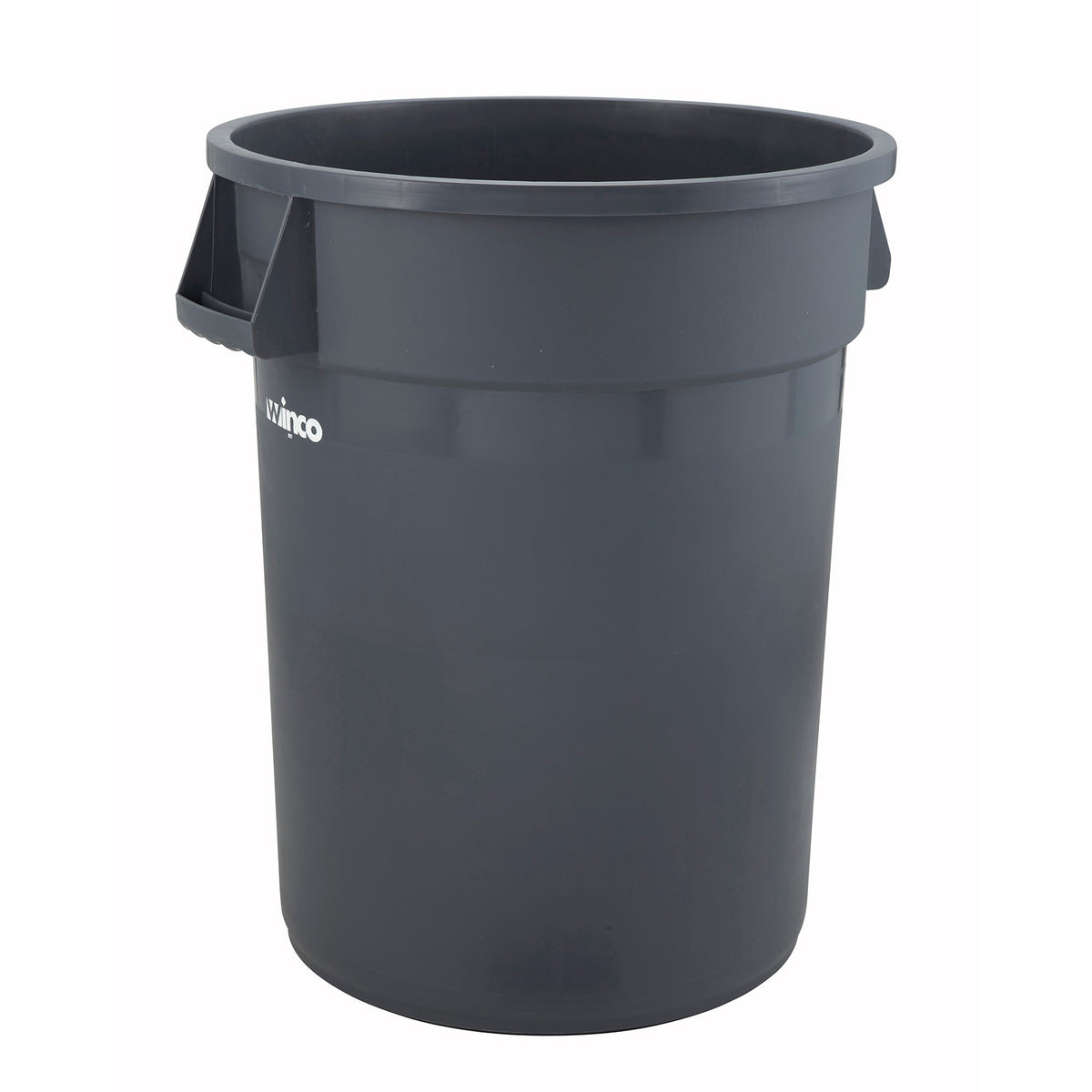 Winco PTC-44G 44 Gallon Round Trash Can, 34.5"L x 24"W x 31"H, Heavy Duty HDPE, Gray | 40 - 49 gallon