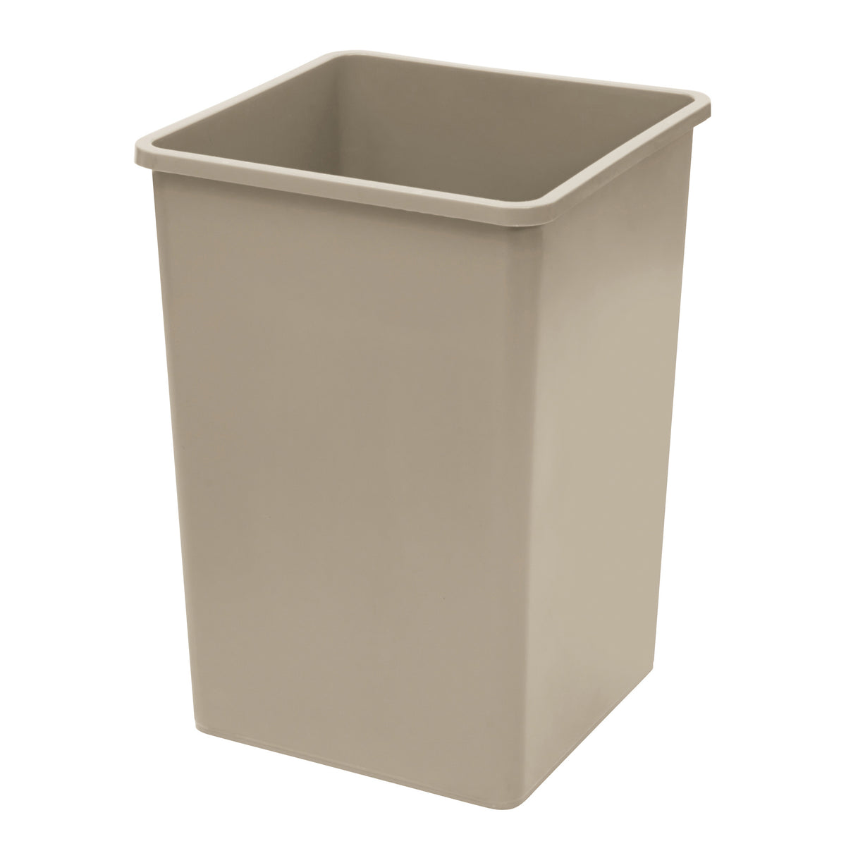 Winco PTCS-35BE Commercial 35-Gallon Square Trash Can, Tall Design, 19-1/2"W x 27-5/8"H, Beige LDPE Plastic | 30 - 39 gallon