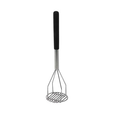 Winco PTMP-18R Chrome Plated 18" Round Faced Potato Masher with Soft Grip Handle