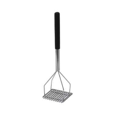 Winco PTMP-18S Chrome Plated 17 3/4" Square Potato Masher with Soft Grip Handle