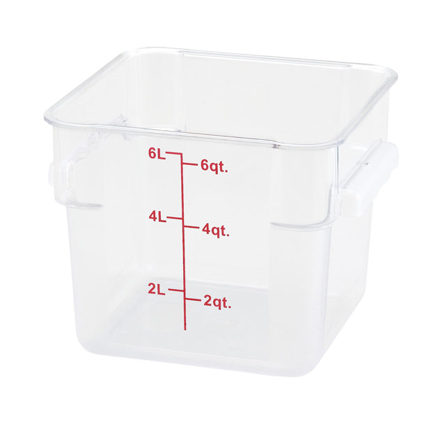 Winco PTSC-6 6 Qt. Polypropylene Food Storage Container - Square | 3 - 6 qt capacity