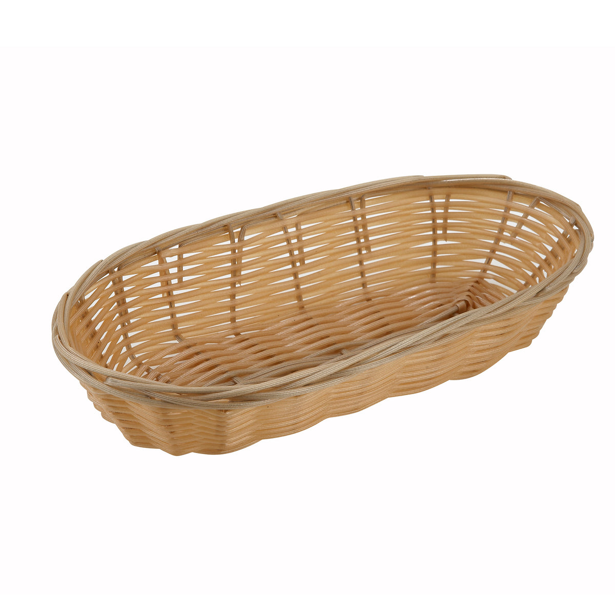 Winco PWBN-9B Oval Woven Basket, 9" x 4-1/4" x 2" H, Polypropylene, Tan - 1 Dozen