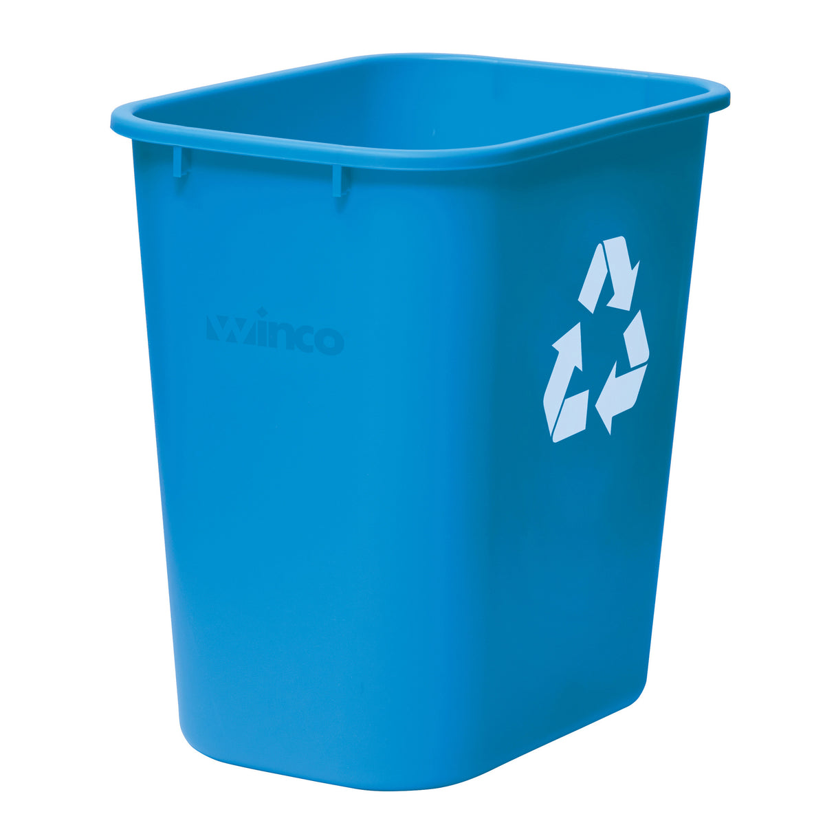 Winco PWR-28L 28 Quart Rectangular Blue Polyethylene Recycling Bin | 14.63" Wide