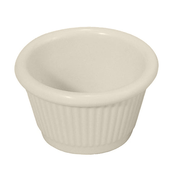 Winco RFM-1B 1.5 oz Fluted Bone Melamine Ramekin, Heat-Resistant 212°F, Dishwasher-Safe - 1 Dozen | 1 oz