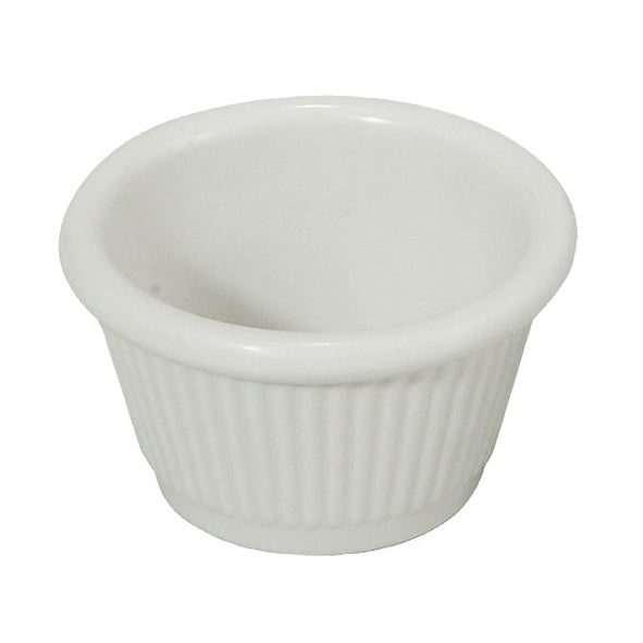 Winco RFM-1W 1.5 oz Fluted White Melamine Ramekin, Heat-Resistant 212°F, Dishwasher Safe - 1 Dozen | 1 oz