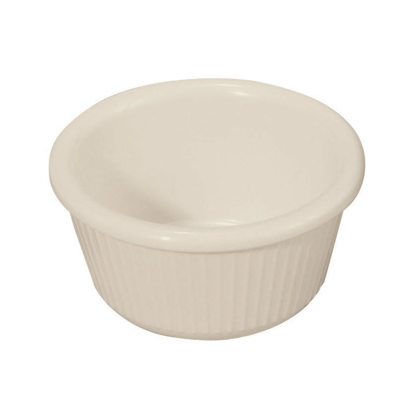 Winco RFM-3B 3-oz Fluted Bone Melamine Ramekin, Heat-Resistant to 212°F, Dishwasher-Safe - 1 Dozen | 3 oz