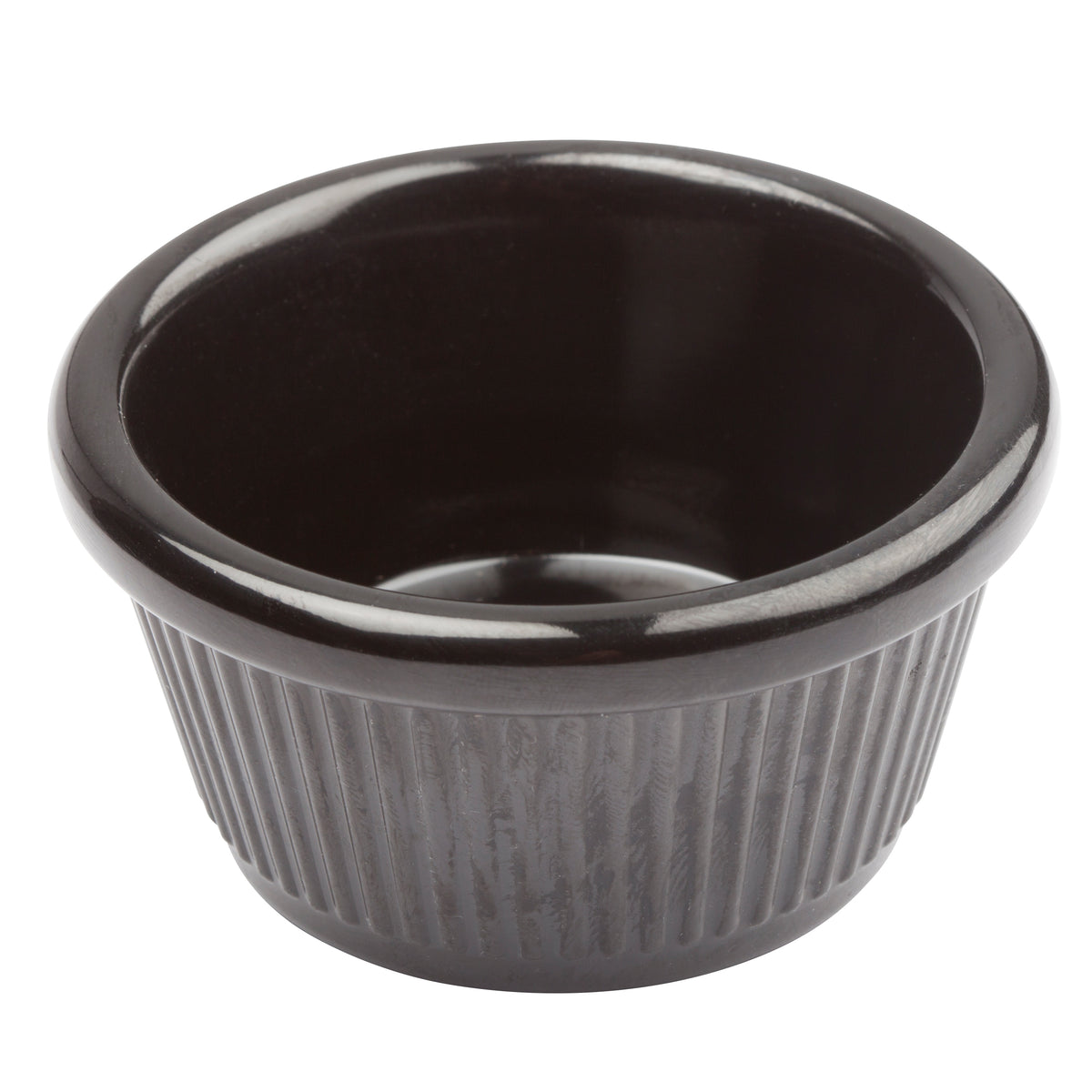 Winco RFM-3K 3 oz Black Melamine Ramekin Fluted Heat-Resistant to 212°F Dishwasher-Safe - 1 Dozen | 0" Wide