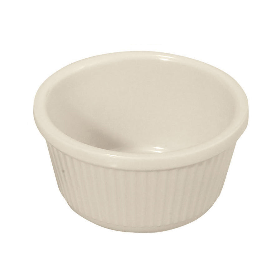 Winco RFM-4B 4-oz Fluted Bone Melamine Ramekin, Heat-Resistant 212°F, Dishwasher-Safe - 1 Dozen | 4 oz