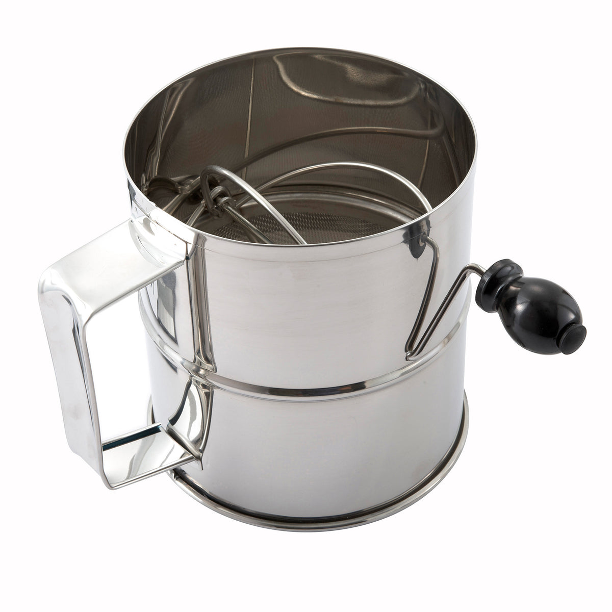 Winco RFS-8 8 Cup Stainless Steel Rotary Flour Sifter, Stainless Steel | 0" Wide