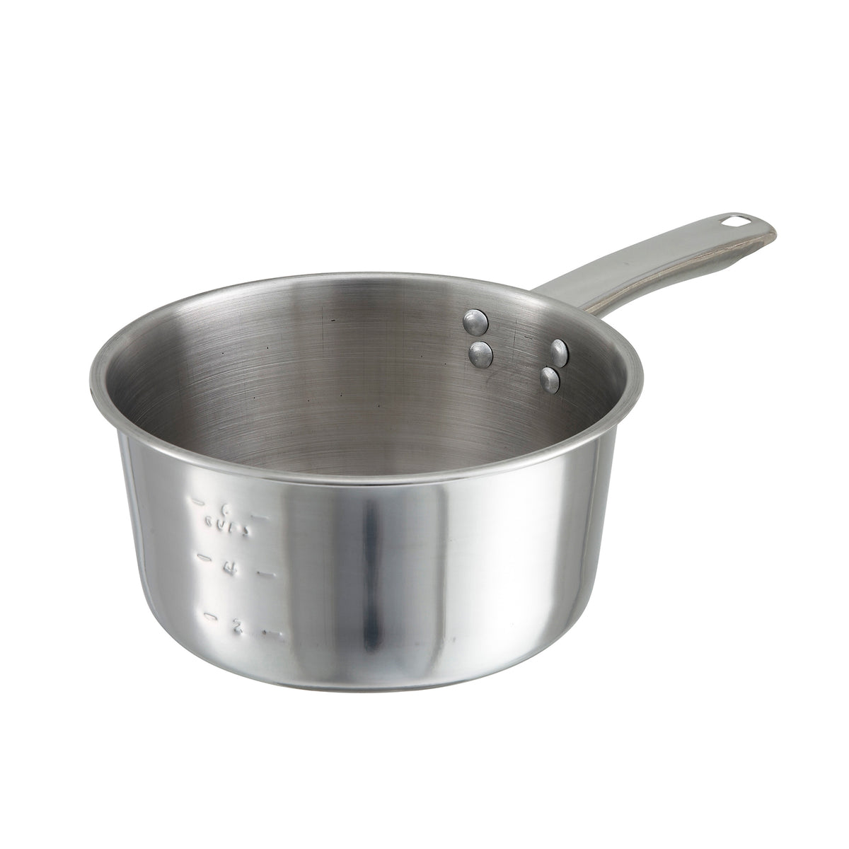 Winco SAP-2 2 Qt. Mirror Finish Stainless Steel Sauce Pan, Riveted Handle | 1 - 3 qt
