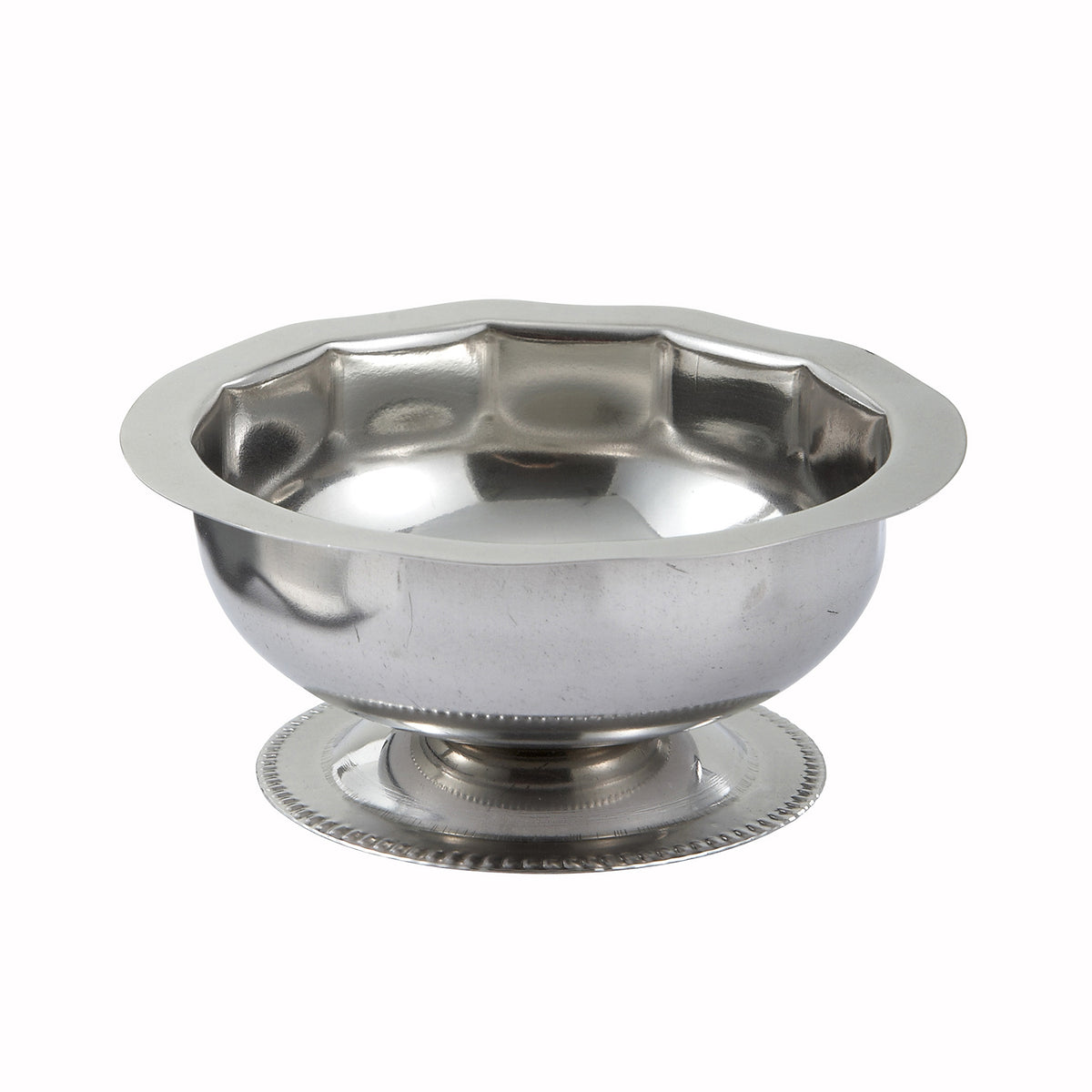 Winco SD-5 5 Oz. Sherbet Dish Paneled w/ Gadroon Edge | stainless steel